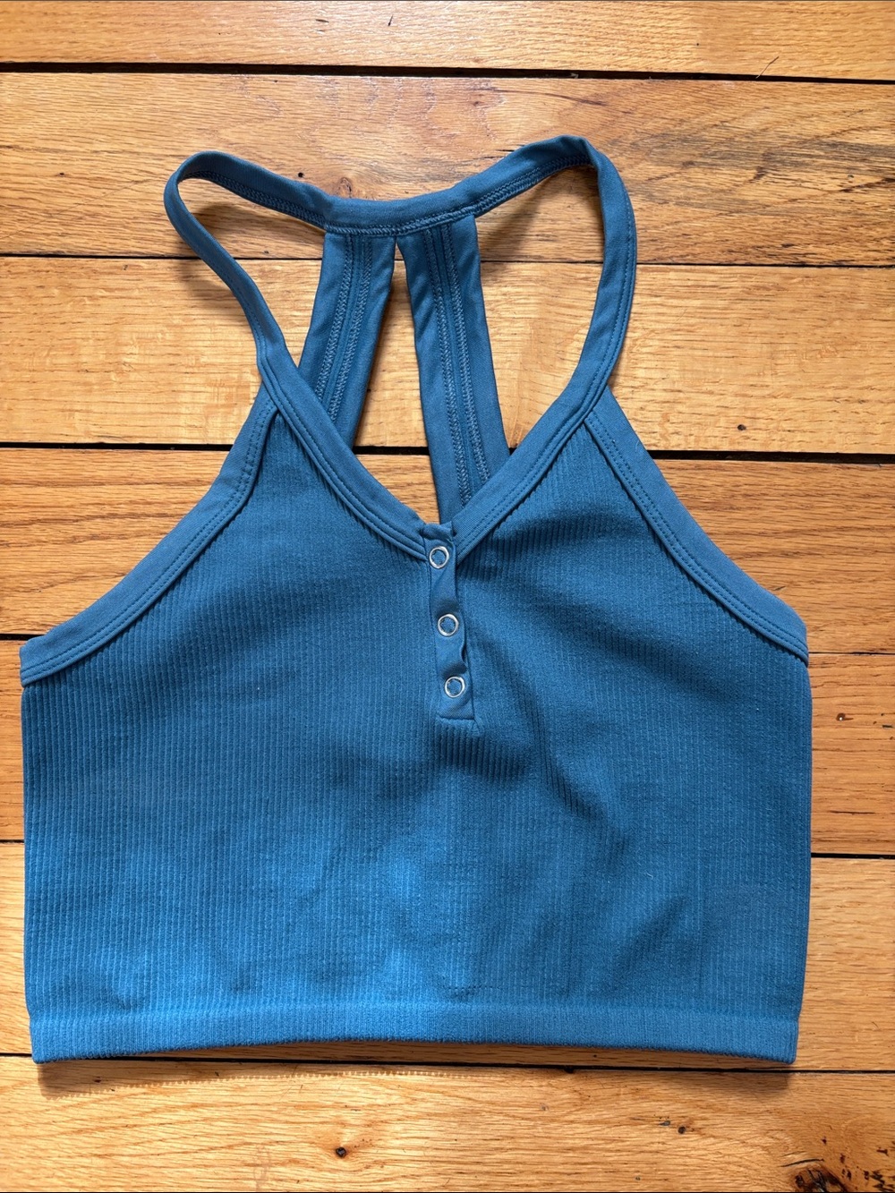 Free People Teal Ribbed Racerback Crop Tank